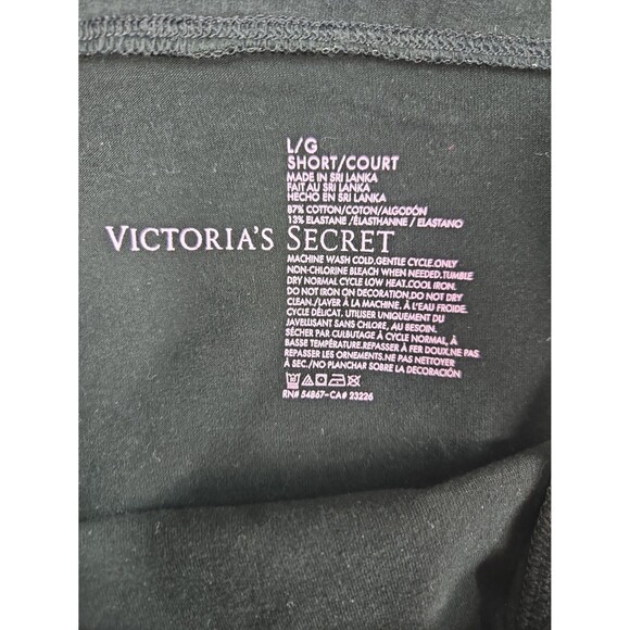 Victoria's Secret Angel Foldover Black & Rose Gold Foil Yoga Pants Large SHORT - Picture 8 of 8